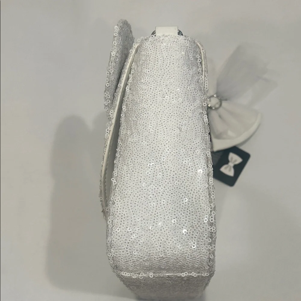 Disney Lounge fly White Sequin I do Wedding Bow Handbag New w tags